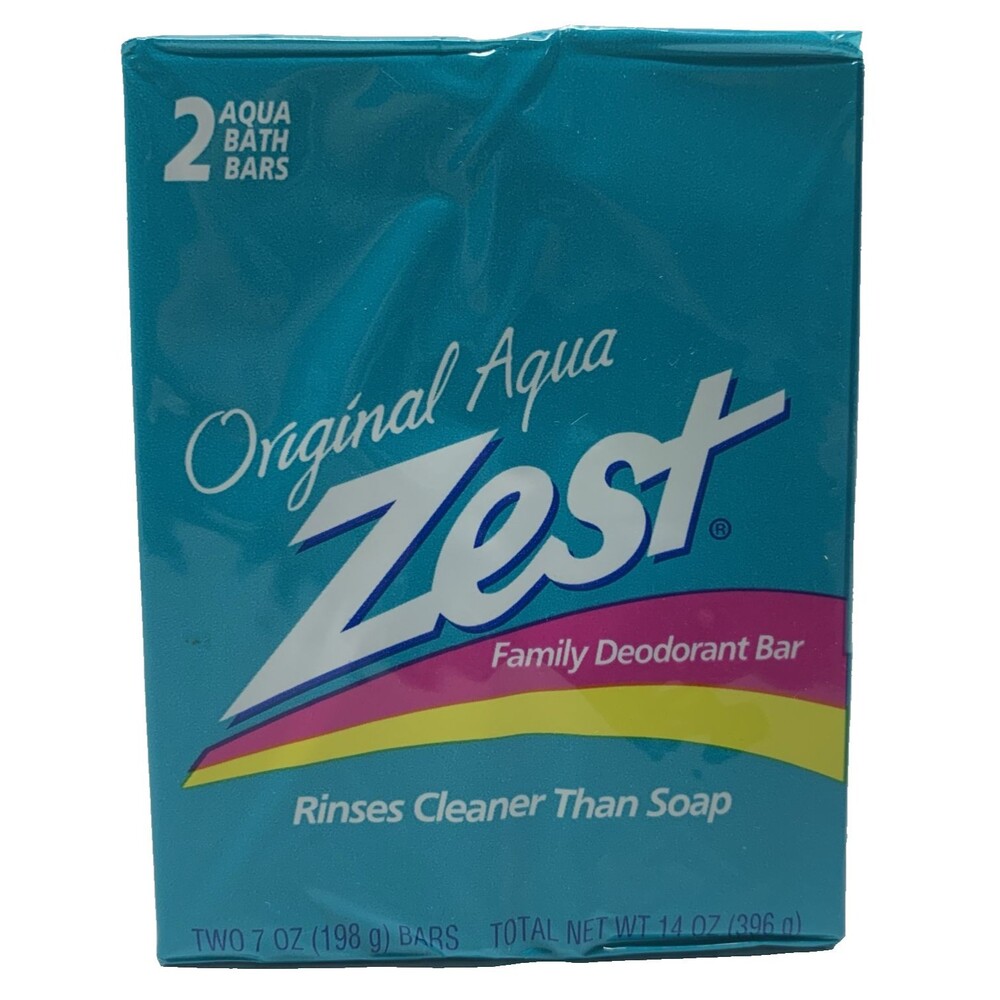 Zest Original Aqua Family Deodorant Bar Factory Sealed 1992, 2 Bars 7 Oz Each
